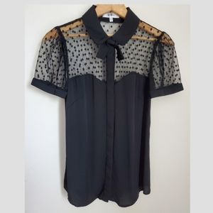 MILLY Short Sleeve Pussybow Top